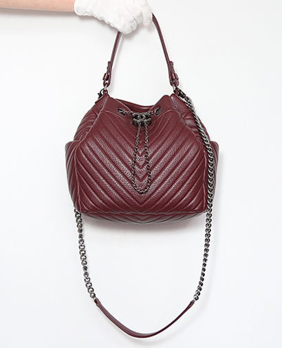 Medium Chevron Drawstring Bag, front view